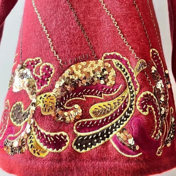 Vintage 80s Glam Marisa Christina Collection Lambswool Sequin Tunic Sweater Sz M - Picture 6 of 11